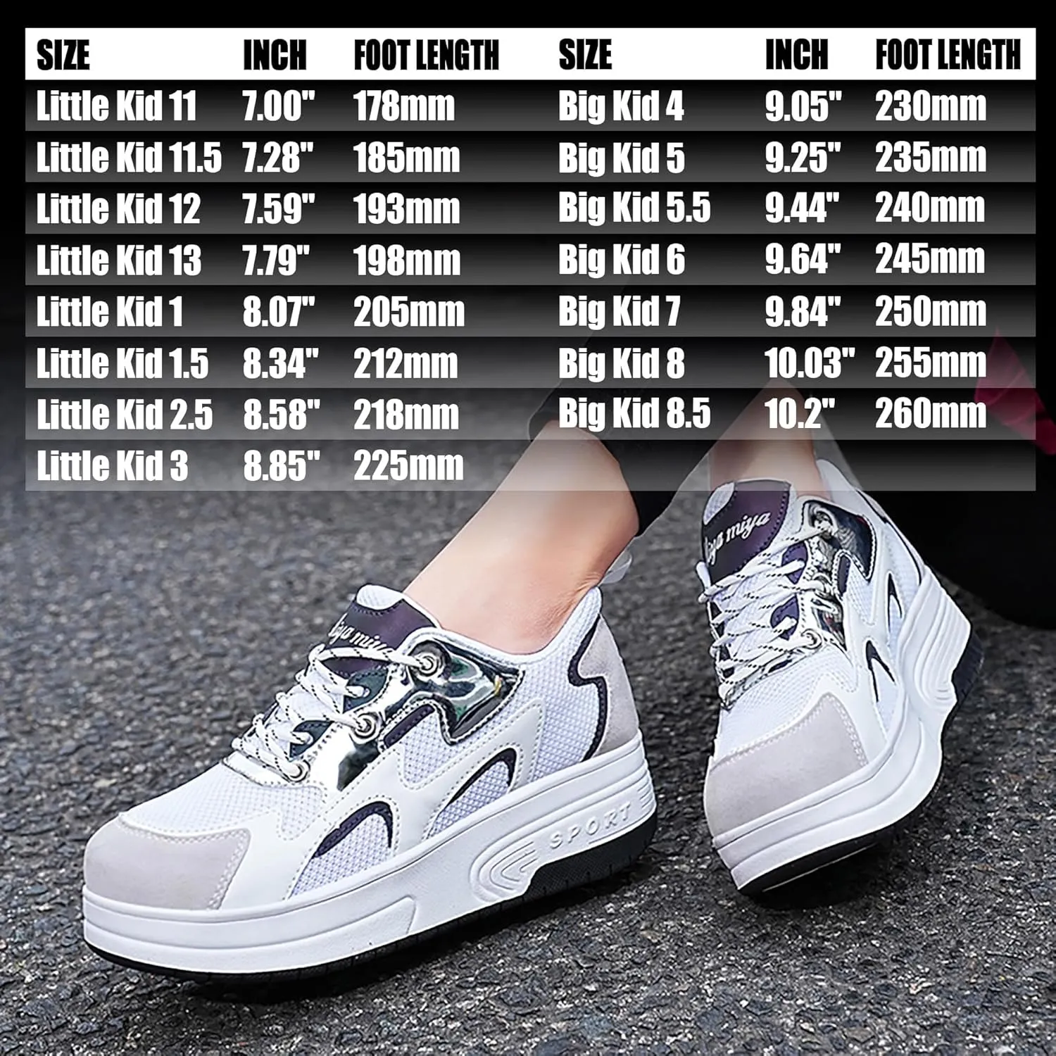 Wooowyet Roller Skate Shoes for Kids Boys Girls Rechargealbe Wheels Sneakers Fashion Roller Wheeled